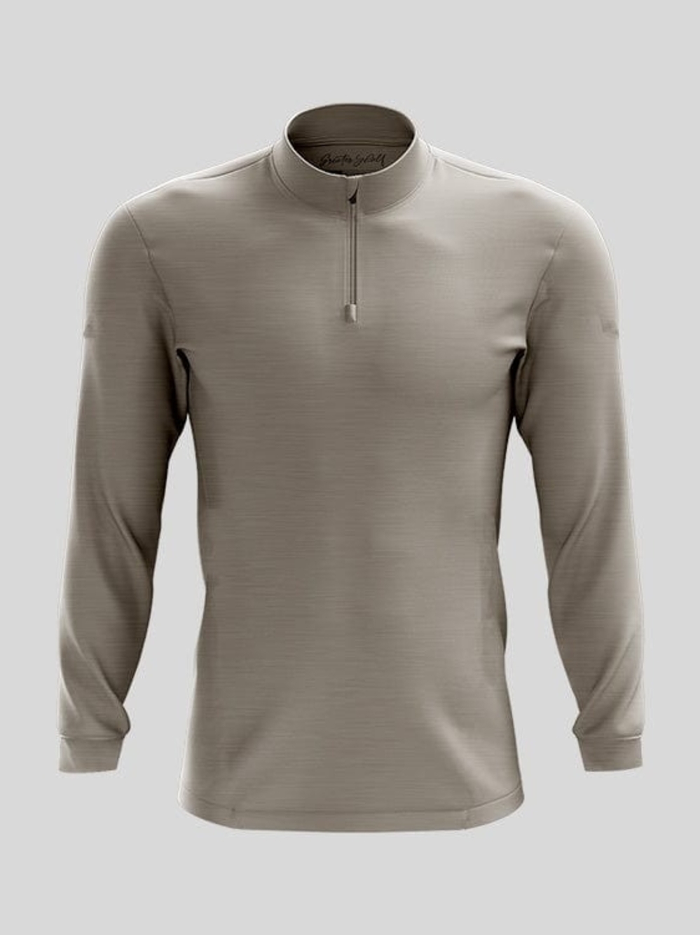 Men's Greater Half Zip-Neck Long Sleeve Performance Top - Taupe